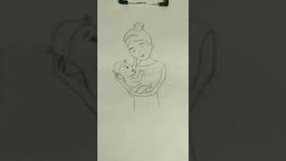 omkar art drawing of cute mon with baby please subscribe🙏