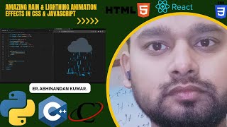 Amazing Rain & Lightning Animation effects in HTML+CSS &+Javascript. #youtube #programmer #coder