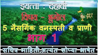 naisargik vanaspati va prani  | वर्ग 10 वा भूगोल | नैसर्गिक वनस्पती व प्राणी | भाग 1| Muttepawar Sir