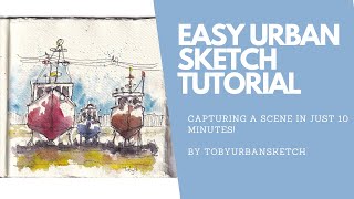 EASY URBAN SKETCH TUTORIAL - how to draw a scene in just 10 minutes with pen and watercolour