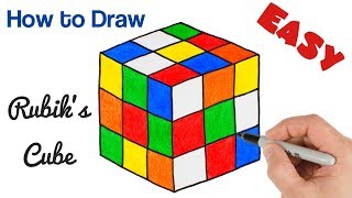How to Draw a Rubik's Cube Easy for Kids Step by Step