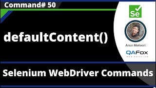 defaultContent() Command - Selenium WebDriver