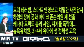 보잉 300㎞로 활주로 달리다 바퀴터져[WIN-TV 미주뉴스 01-06]살상 극대화위해 스마트안경이용해 답사, 유치원생에 성정체성 교육, 감기약 리콜