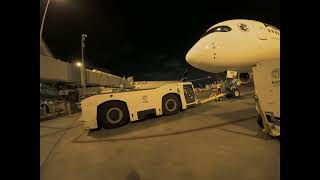 Airfrance Airbus A350-900, tow into the gate and walkaround.