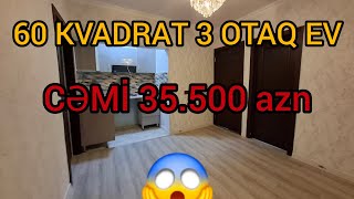 😱 ŞOK❗️CƏMİ 35.500 AZN-Ə HAZIR TƏMİRLİ 3 OTAQLI EV❗️                              #mulkevalqısatqısı