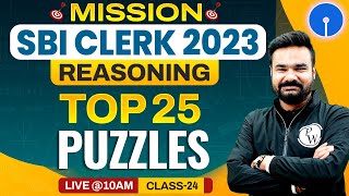 SBI Clerk 2023 | 25 Puzzle Questions | Puzzle Solve Tricks | SBI Clerk Reasoning Class By Arpit Sir