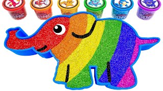 Satisfying Video DIY How To Make Rainbow Elephant Bathtub With Glitter Slime Cutting ASMR | Sunny C