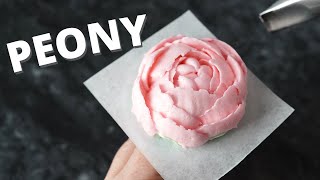 How to pipe buttercream peony flowers [ Cake Decorating For Beginners ]