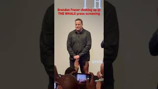#BRENDANFRASER holding back tears during a standing ovation after #THEWHALE press screening
