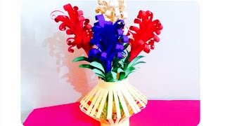 How to make a paper flower bouquet I Lavender flowers basket | Artsncraft