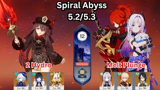 C1 Hu Tao Double Hydro + Diluc Citlali Melt Plunge | 5.2/5.3 Spiral Abyss Floor 12 | Genshin Impact