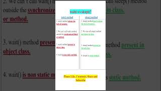 Java Interview Question - Difference between wait method and sleep method