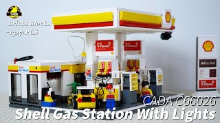 【CADA C66026】 Shell Gas Station With Lights