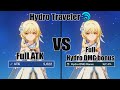 Hydro Traveler Full ATK VS Full Hydro DMG Team Buff And Build  - Genshin impact