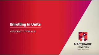 eStudent Tutorial 08 – Enrolling In Units