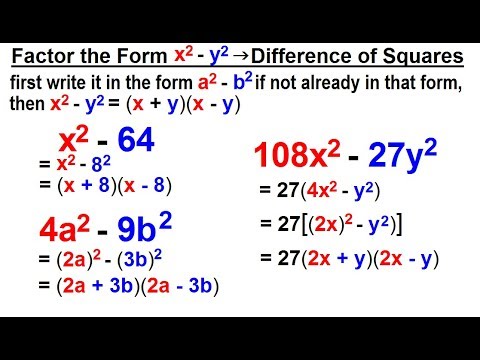 Algebra - Ch. 6: Factoring (27 Of 55) How To Factor The Form X^2-y^2 ...