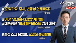 [사사건건]'오락가락' 증시, 변동성 언제까지? (정철진) | 여야, '김건희·채상병' 재격돌 (송국건, 서용주) | 졸전 쇼크 홍명보, 오만전 승리할까 (박문성)