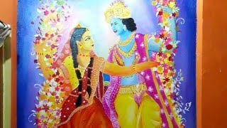 radha krishna painting ..wall painting with Fevicryl acrylic colors