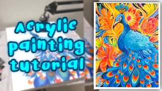 Peacock Acrylic Painting Tutorial - Brustro Colours