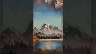 Cobalt Lake, spray painting a mountain scene in Bob Ross style.  #shorts
