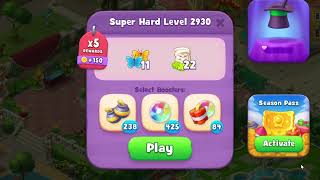 Gardenscapes 2930 Super Hard Level - 15 moves - NO BooSTERS