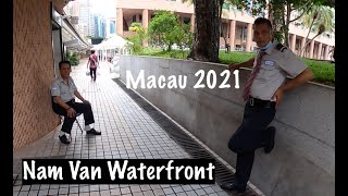 4K Walking Macau 2021 Nam Van Waterfront 南灣湖 - Ducks, Tower, Walls