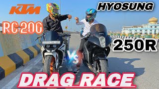 Hyosung Gt250r vs ktm Rc 200 Top End race || rc ne ye kya karwadiya🥺|Sameer sk vlogs