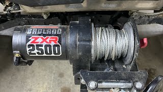 Harbor Freight Badland ZXR 2500# winch in action