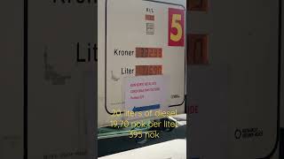 Diesel cost for 20 liters about 394 nok (19,70 per liter) in Norway