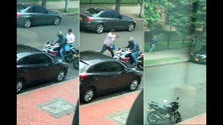 Video: a fleteros se les apaga la moto e intentan escapar a pie y echando bala tras robo en Bogotá