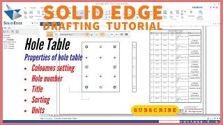 solid edge hole table | How to use hole table in solid edge drafting