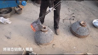 【即将消失的手艺】农村人才明白的铝锅制作现场Chinese rural aluminum pot production site