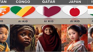 Kids ( Girls ) From Different Countries | Ai Generated | Comparison