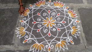 Padmam kolam || Friday padmam muggulu || Sravana masam muggulu || Padma kolam || Geethala muggulu