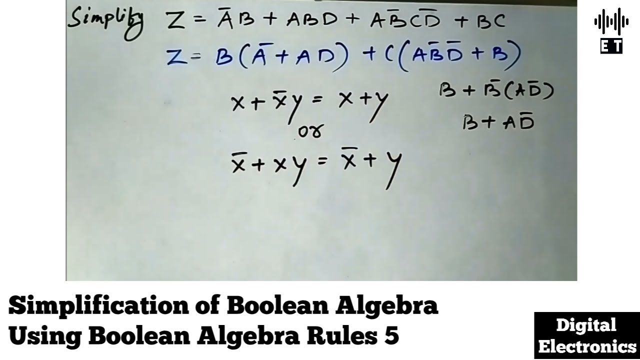 Simplification Of Boolean Expression Using Boolean Algebra Rules ...