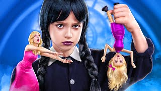 Rich Mom Barbie vs Poor Mom Wednesday! Wednesday vs Barbie Parenting Hacks for Kids!