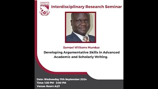 Interdisciplinary Research Seminar - 11.11.2024 - Dr. Samuel Mundua