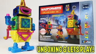 Unboxing \u0026 Let's Play - MAGFORMERS Magnetic Walking Robot - FULL REVIEW - KID Review