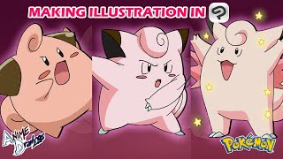 DRAWING CLEFFA CLEFAIRY \u0026 CLEFABLE | Pokémon