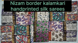 Nizam border kalamkari handprinted silk saree online shopping |best prices |wholesale