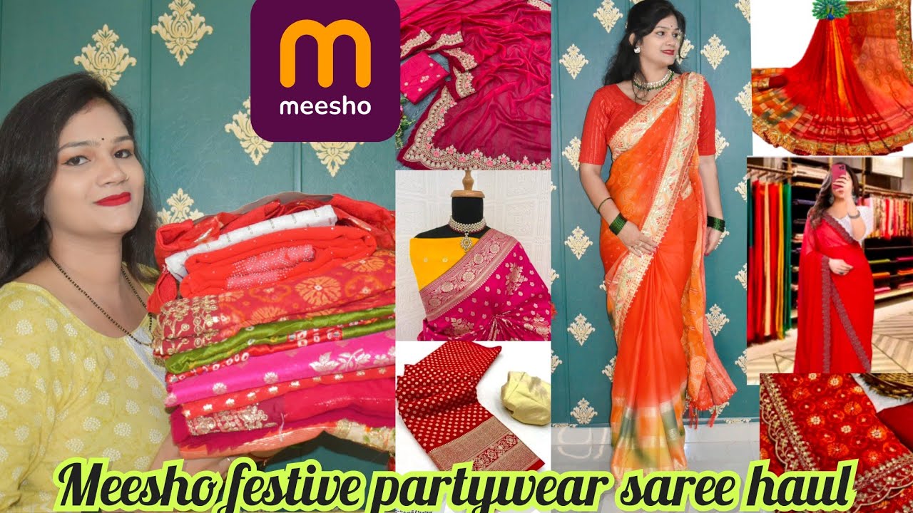 Meesho Festive Partywear Saree Haul Affordable Trending Saree