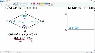 Find the value of 𝒙 within a special parallelogram #9 Part 1