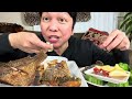 fried tilapia steam talong and ampalaya ginamos sili lemon filipino food mukbang philippines