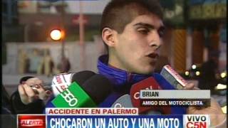 C5N - TRÁNSITO: CHOCARON UN AUTO Y UNA MOTO EN PALERMO. HABLA UN TESTIGO