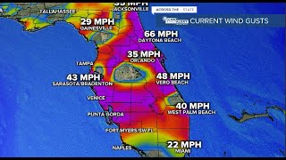 Tropical storm-force winds in Palm Beach County as Ian continues over central Florida