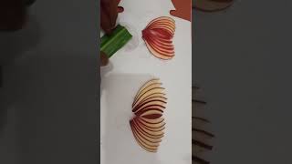 Beautiful Lotus carving with Apple. Fruit carving Lotus flower making. Apple  art flower garnish.