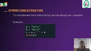 Unit 2 - Strings in Python | Mrs.M.Viveka | SNS Institutions