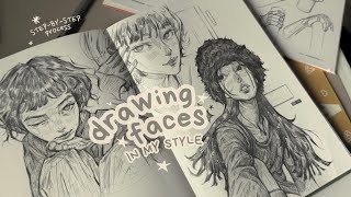 how I draw faces in my style  ๋࣭࣪⭑