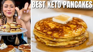 BEST KETO PANCAKES! Fluffy & No Cream Cheese Keto Pancake Recipe! Only 2 Net Carbs