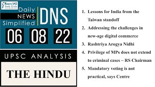 THE HINDU Analysis, 06 August, 2022 (Daily Current Affairs for UPSC IAS) – DNS